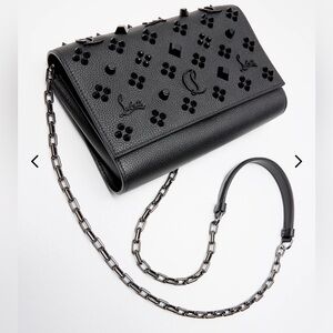 Christian louboutin Black Leather Crossbody Bag with Chain Strap NEW